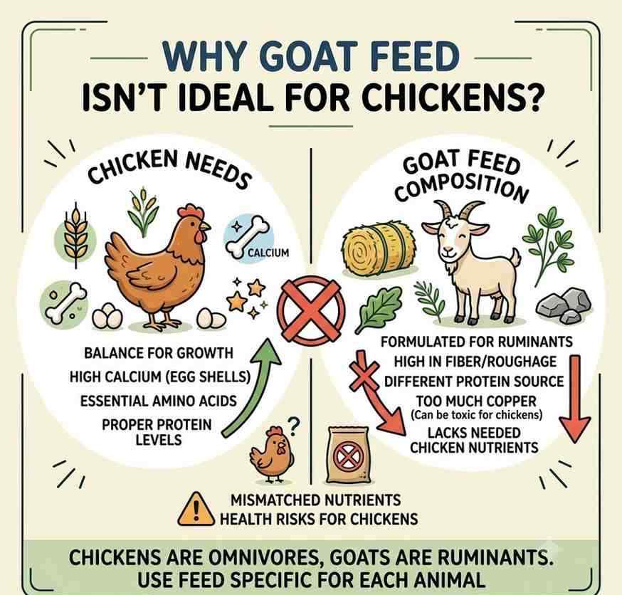 Can chickens eat goat feed