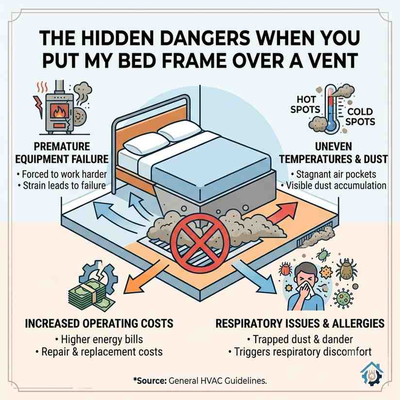 Bed frame over vent