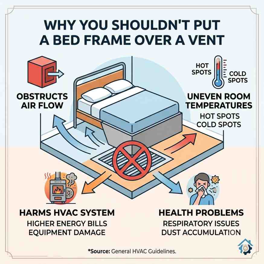 Bed frame over vent