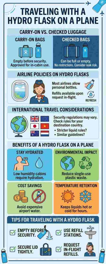 Hydro Flask on a plane