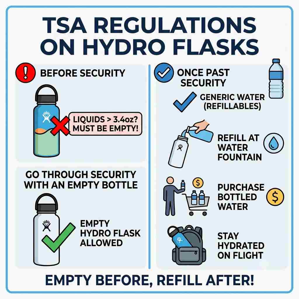 Hydro Flask on a plane