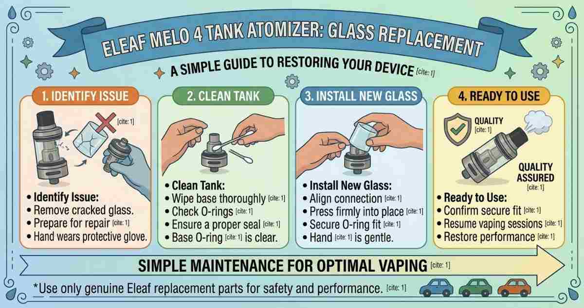 eleaf melo 4 tank atomizer replacement glass